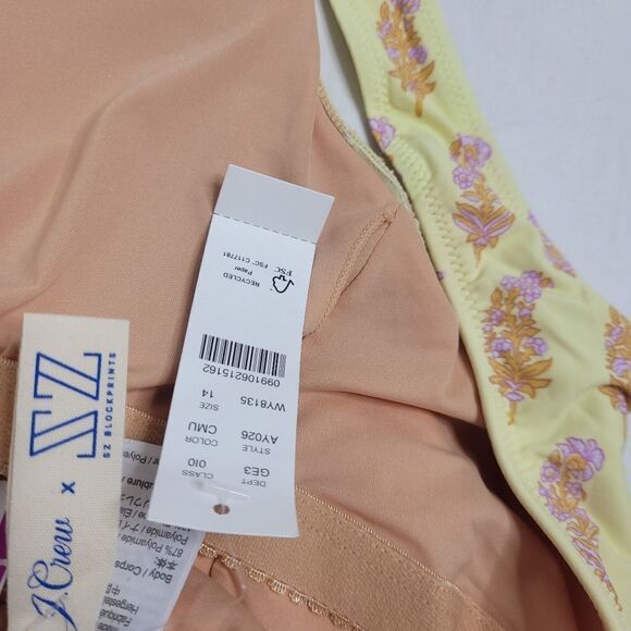 NWT J CREW x SZ Blockprints swimsuit yellow‎ one piece bathing suit 14 - Picture 4 of 11